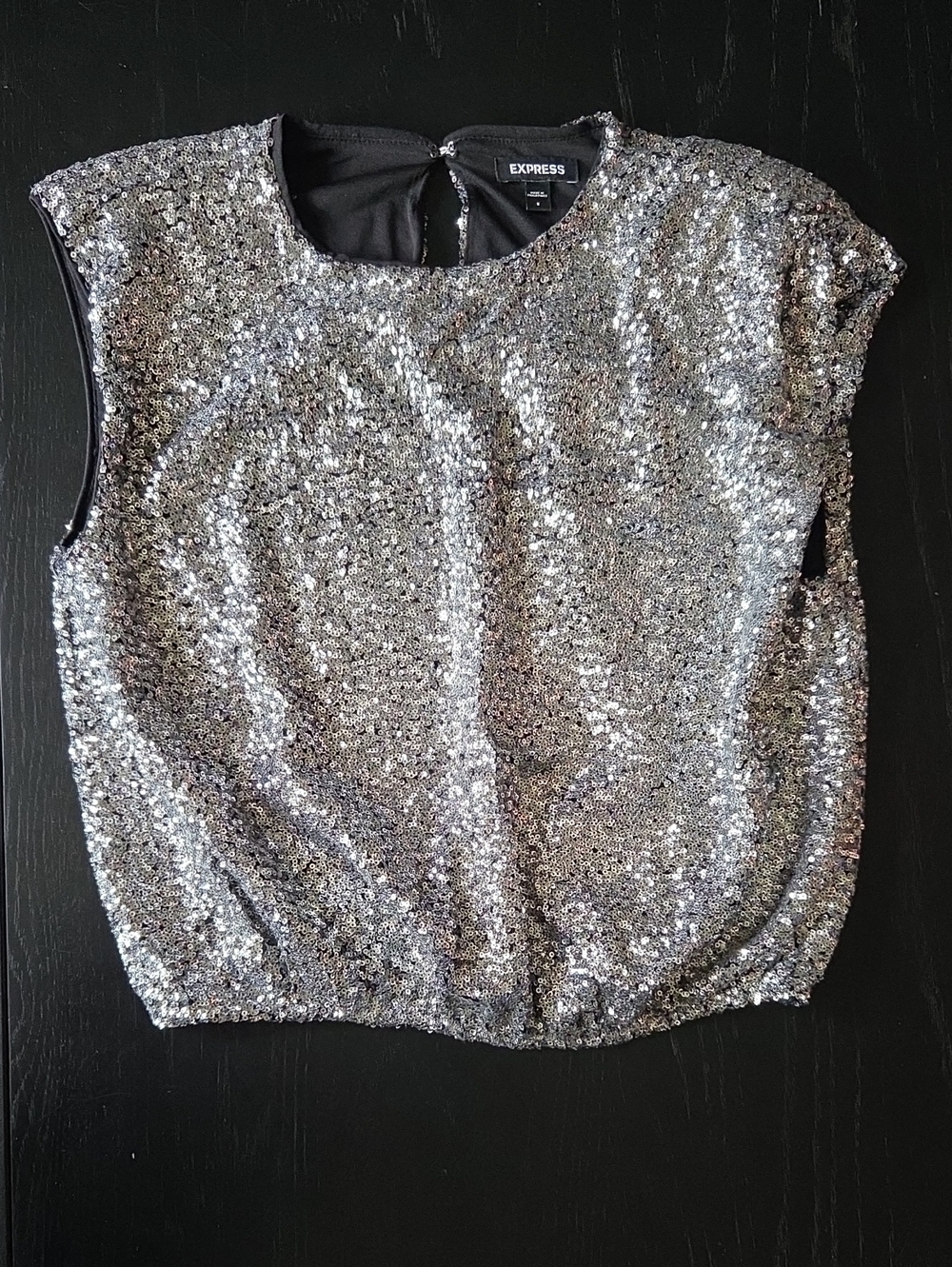 Express Silver Sequin Cap-Sleeve Camisole